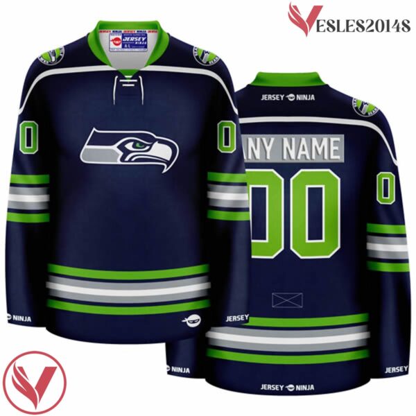 11 Seahawks - Seattle Customize Blue Jersey, Gifts For Ice Hockey Fans - Vesles2014S 3
