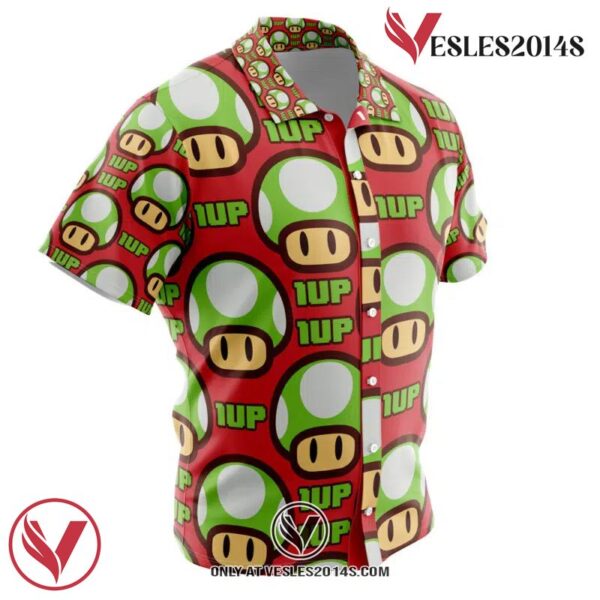 1Up Mushroom Mario Bros Hawaiian Button Up Shirt, Perfect Gifts For Anime Lovers - Vesles2014S 1