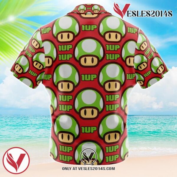 1Up Mushroom Mario Bros Hawaiian Button Up Shirt, Perfect Gifts For Anime Lovers - Vesles2014S 2