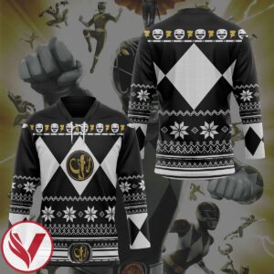 3D Black Mighty Morphin Power Ranger Ugly Custom Hockey Jersey, Trending Gifts For Fans - Vesles2014s
