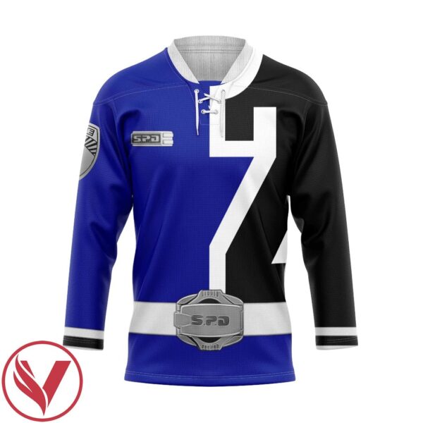 3D Blue Ranger S.P.D Custom Hockey Jersey, Trending Gifts For Fans - Vesles2014s 1