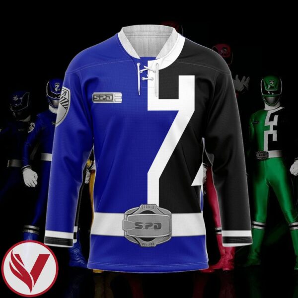 3D Blue Ranger S.P.D Custom Hockey Jersey, Trending Gifts For Fans - Vesles2014s 3