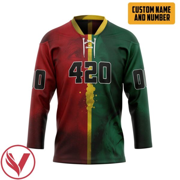 3D Bob Marley Lion 420 Personalized Custom Hockey Jersey, Trending Gifts For Fans - Vesles2014s 1
