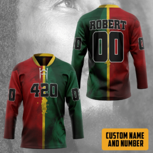 3D Bob Marley Lion 420 Personalized Custom Hockey Jersey, Trending Gifts For Fans - Vesles2014s 3