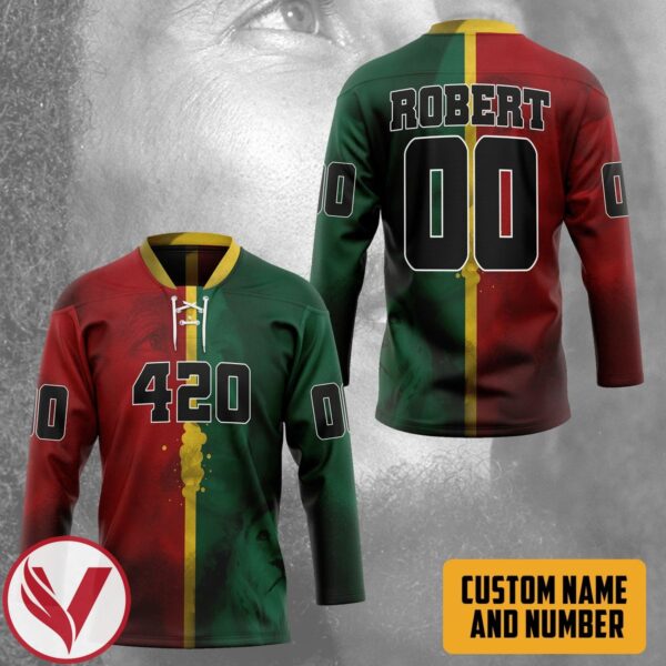 3D Bob Marley Lion 420 Personalized Custom Hockey Jersey, Trending Gifts For Fans - Vesles2014s