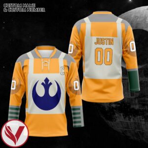 3D Happy Star The Rebel Alliance Yellow Personalized Hockey Jersey, Trending Gifts For Fans - Vesles2014s