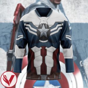 3D Marvel Sam Wilson Captain America Custom Hockey Jersey, Trending Gifts For Fans - Vesles2014s