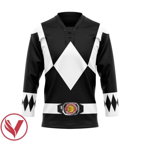 3D Mighty Morphin Black Power Rangers Custom Hockey Jersey, Trending Gifts For Fans - Vesles2014s 1