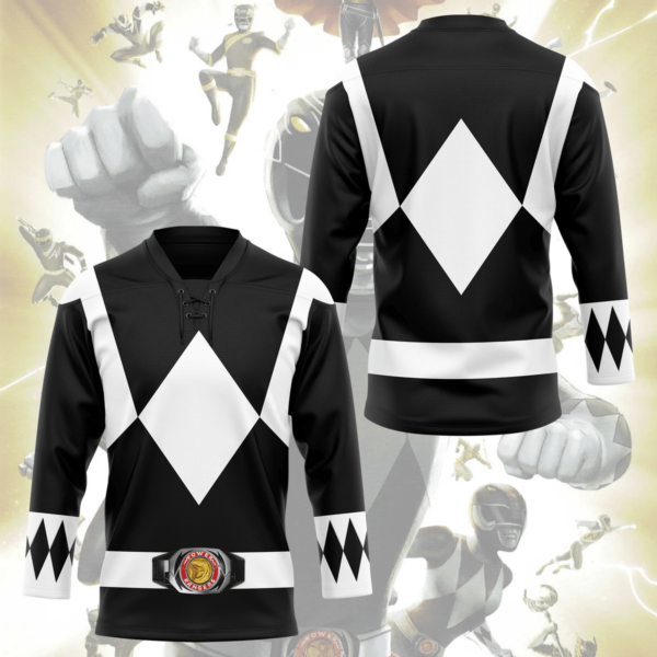 3D Mighty Morphin Black Power Rangers Custom Hockey Jersey, Trending Gifts For Fans - Vesles2014s 3