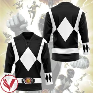 3D Mighty Morphin Black Power Rangers Custom Hockey Jersey, Trending Gifts For Fans - Vesles2014s