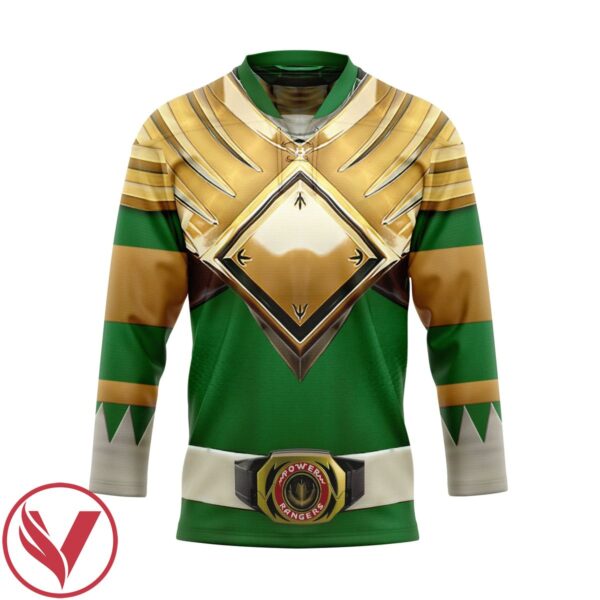 3D Mighty Morphin Green Power Rangers Custom Hockey Jersey, Trending Gifts For Fans - Vesles2014s 1