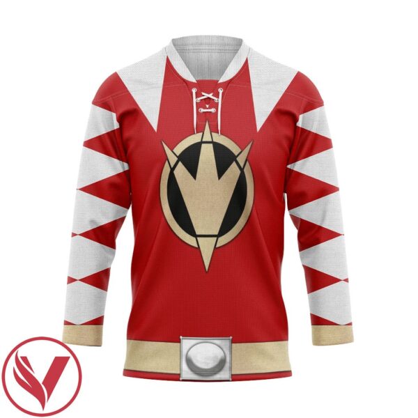 3D Power Ranger Dino Thunder Red Custom Hockey Jersey, Trending Gifts For Fans - Vesles2014s 1
