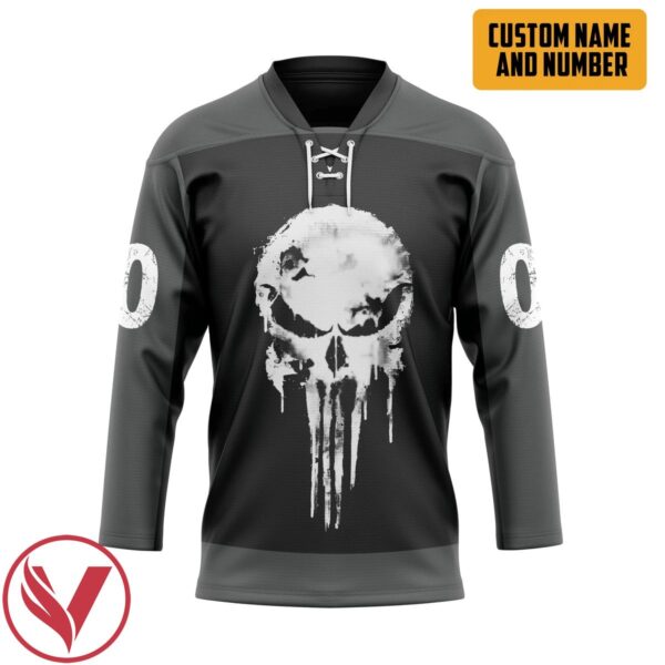 3D Punisher Skull Personalized Custom Hockey Jersey, Trending Gifts For Fans - Vesles2014s 1