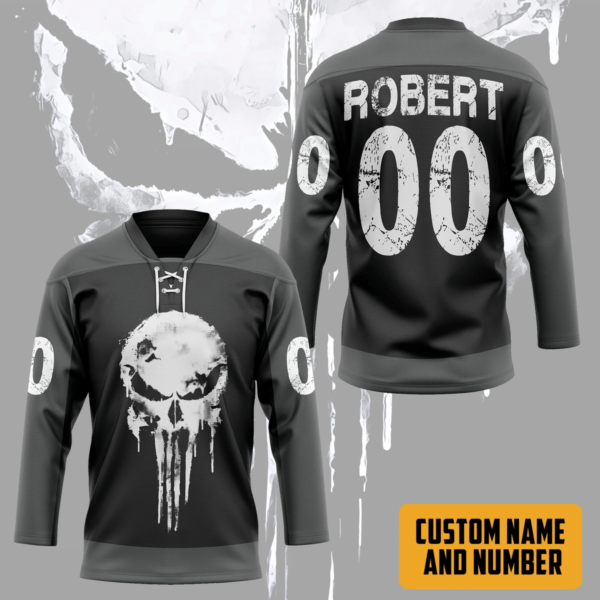 3D Punisher Skull Personalized Custom Hockey Jersey, Trending Gifts For Fans - Vesles2014s 3