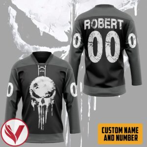 3D Punisher Skull Personalized Custom Hockey Jersey, Trending Gifts For Fans - Vesles2014s
