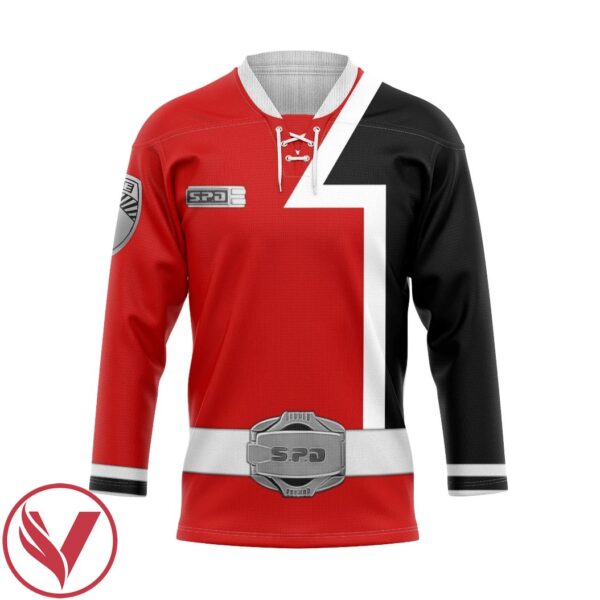 3D Red Ranger S.P.D Custom Hockey Jersey, Trending Gifts For Fans - Vesles2014s 1