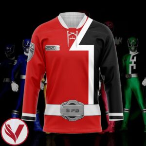 3D Red Ranger S.P.D Custom Hockey Jersey, Trending Gifts For Fans - Vesles2014s 3