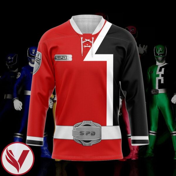 3D Red Ranger S.P.D Custom Hockey Jersey, Trending Gifts For Fans - Vesles2014s 3