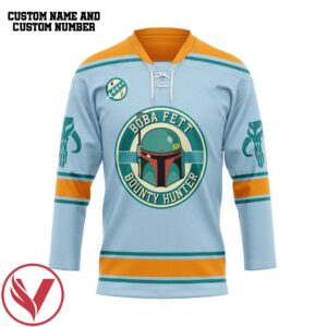 3D Star Wars Mandalorian Personalized Hockey Jersey, Trending Gifts For Fans - Vesles2014s 1