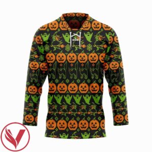 3D Ugly Pumpkin Halloween Hockey Jersey, Trending Gifts For Fans - Vesles2014s 1