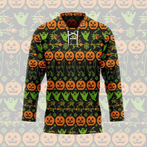 3D Ugly Pumpkin Halloween Hockey Jersey, Trending Gifts For Fans - Vesles2014s 3