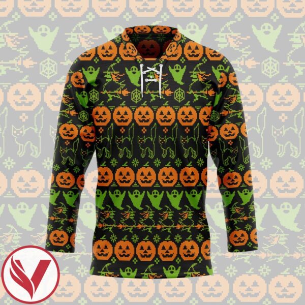 3D Ugly Pumpkin Halloween Hockey Jersey, Trending Gifts For Fans - Vesles2014s