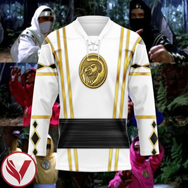 3D White Falcon Ninja Mighty Morphin Power Rangers Ninjetti Custom Hockey Jersey, Trending Gifts For Fans - Vesles2014s 3