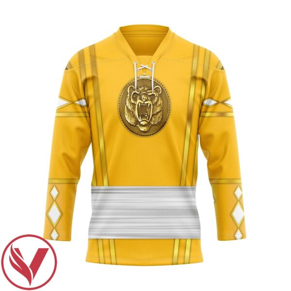 3D Yellow Bear Ninja Mighty Morphin Power Rangers Ninjetti Custom Hockey Jersey, Trending Gifts For Fans - Vesles2014s 1