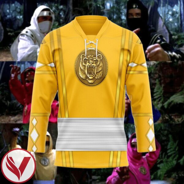 3D Yellow Bear Ninja Mighty Morphin Power Rangers Ninjetti Custom Hockey Jersey, Trending Gifts For Fans - Vesles2014s 3