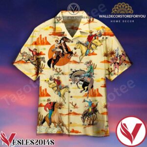 3d Vintage Cowboy Riding Horse Hawaiian Shirt, Unique Gifts For Friends - Vesles2014S 1