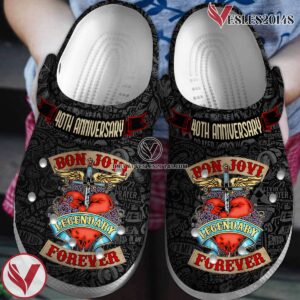 40th Anniversary Bon Jovi Music Crocs Crocband Clogs Shoes, Unique Gifts For Fans - Vesles2014S