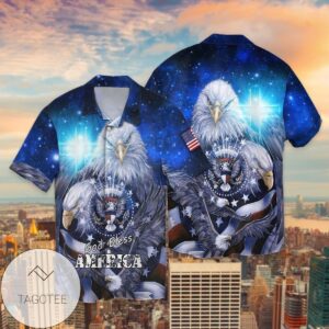 4th Of July Independence Day Amercan Eagle God Bless America For Men And Women Graphic Print Short Sleeve Hawaiian Casual Shirt Vesles2014S