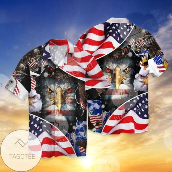 4th Of July Independence Day American Eagle For men And Women Graphic Print Short Sleeve Hawaiian Casual Shirt Vesles2014S 1