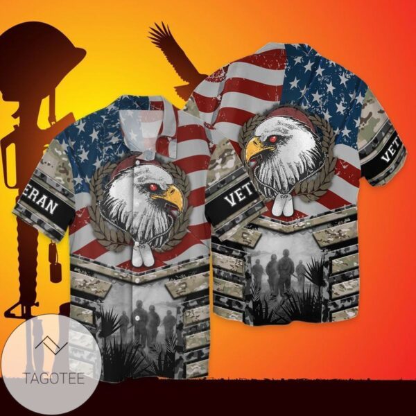 4th Of July Independence Day American Eagle Veteran For men And Women Graphic Print Short Sleeve Hawaiian Casual Shirt Vesles2014S 1