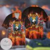 4th Of July Independence Day American Firefighter Eagle Graphic Print Short Sleeve Hawaiian Casual Shirt Vesles2014S