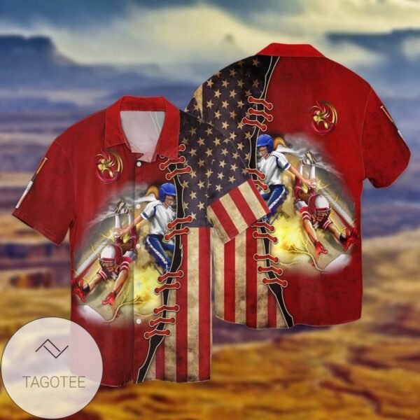 4th Of July Independence Day American Flag Baseball For Men And Women Graphic Print Short Sleeve Hawaiian Casual Shirt Vesles2014S 1