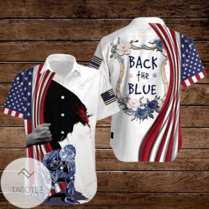 4th Of July Independence Day American Flag Jesus Police Officer Back The Blue Graphic Print Short Sleeve Hawaiian Casual Shirt Vesles2014S