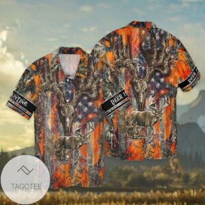 4th Of July Independence Day Deer Hunting For Men And Women Graphic Print Short Sleeve Hawaiian Casual Shirt Vesles2014S