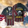 4th Of July Independence Day Helicopter Never Underestimate An Old Man Who Flew In A Huey For Graphic Print Short Sleeve Hawaiian Casual Shirt Vesles2014S