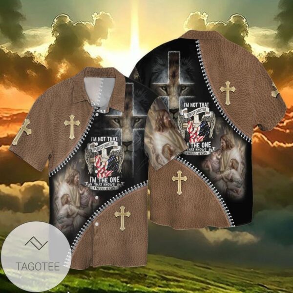 4th Of July Independence Day I Am Not That Perfect Christian I Am The One That Knows I Need Jesus Graphic Print Short Sleeve Hawaiian Casual Shirt Vesles2014S 1