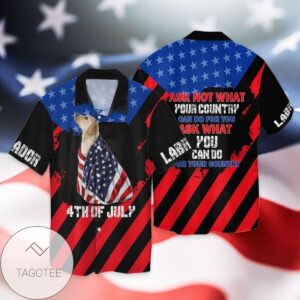 4th Of July Independence Day Labrador Dog Ask Not What Your Country Can Do For You Graphic Print Short Sleeve Hawaiian Casual Shirt Vesles2014S