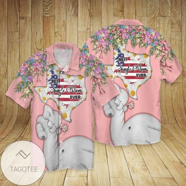 4th Of July Independence Day Love Single Mom Best Singer Mom Ever Graphic Print Short Sleeve Hawaiian Casual Shirt Vesles2014S