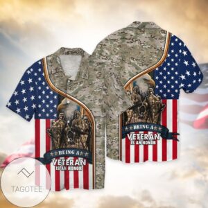 4th Of July Independence Day Memorial Day American Being A Veteran Is A Honor Graphic Print Short Sleeve Hawaiian Casual Shirt Vesles2014S