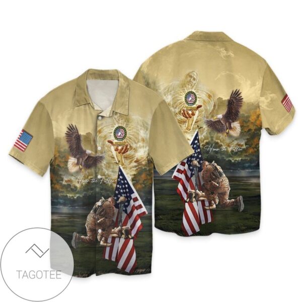 4th Of July Independence Day Memorial Day American Eagle Honor The Fallen For Men And women Graphic Print Short Sleeve Hawaiian Casual Shirt Vesles2014S 1