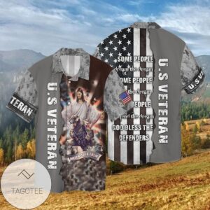 4th Of July Independence Day Memorial Day American Veteran Lord Watch Over Them Some People Graphic Print Short Sleeve Hawaiian Casual Shirt Vesles2014S