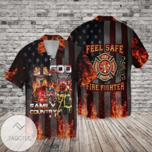 4th Of July Independence Day Memorial Day Firefighter Family Country Feel Safe For Men And Women Graphic Print Short Sleeve Hawaiian Casual Shirt Vesles2014S