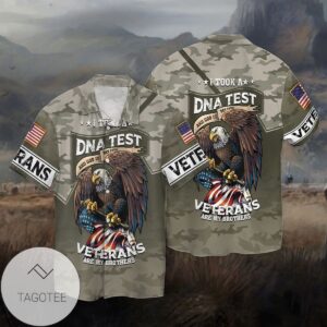 4th Of July Independence Day Memorial Day I Took A DNA Test Veterans Are My Brothers Graphic Print Short Sleeve Hawaiian Casual Shirt Vesles2014S