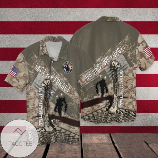 4th Of July Independence Day Memorial Day Lest We Forget United State Veteran Graphic Print Short Sleeve Hawaiian Casual Shirt Vesles2014S