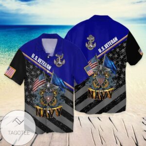 4th Of July Independence Day Memorial Day Veteran American Flag Eagle Navy Graphic Print Short Sleeve Hawaiian Casual Shirt Vesles2014S