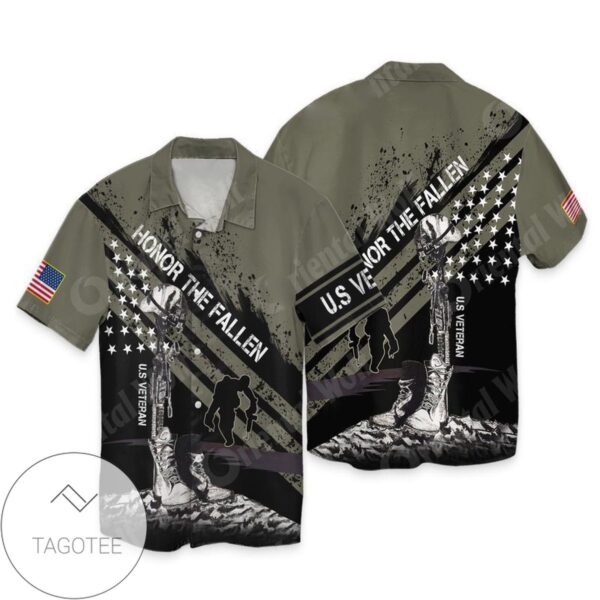 4th Of July Independence Day Memorial Day Veteran Honor The Fallen Graphic Print Short Sleeve Hawaiian Casual Shirt Vesles2014S 1